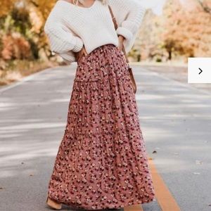 Vici tiered floral maxi skirt